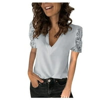 Ženske košulje ženska modna čipkasta majica kratkih rukava, bluza s izrezom u obliku slova u, ležerni Ženski vrhovi