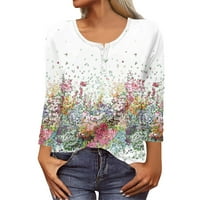 Ženske ljetne vrhove košulje s dugim rukavima za žene uzorak tiskani grafički bluza casual plus size osnovni vrhovi